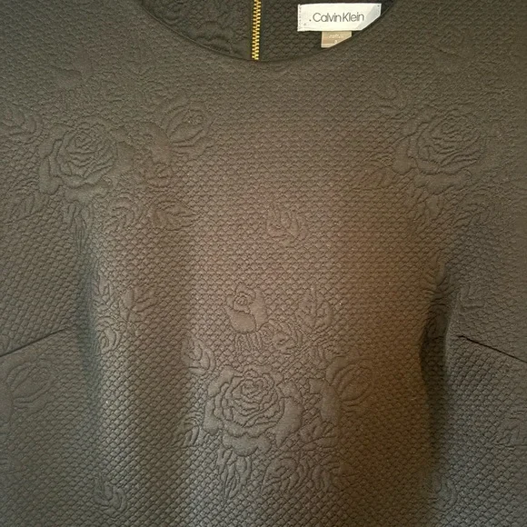 Calvin Klein Black Textured Rose Sheath Dress - Picture 4 of 6